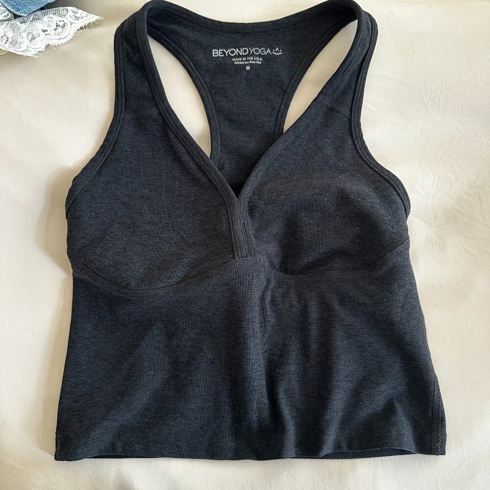 Beyond Yoga Darkest Night Spacedye cropped tank, size M